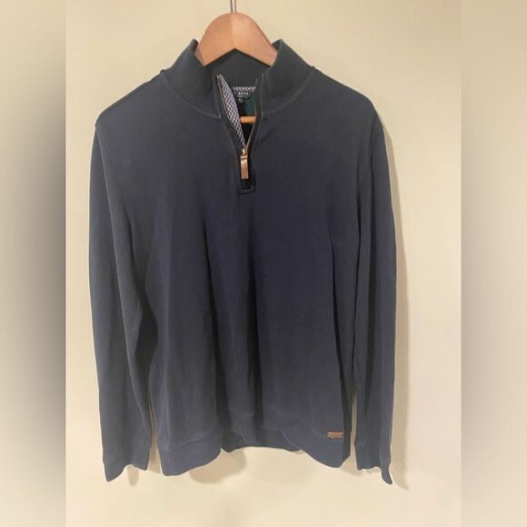 Ted Baker Navy Color Quarter Zip Sweater Mens Sz 40 - Picture 4 of 6